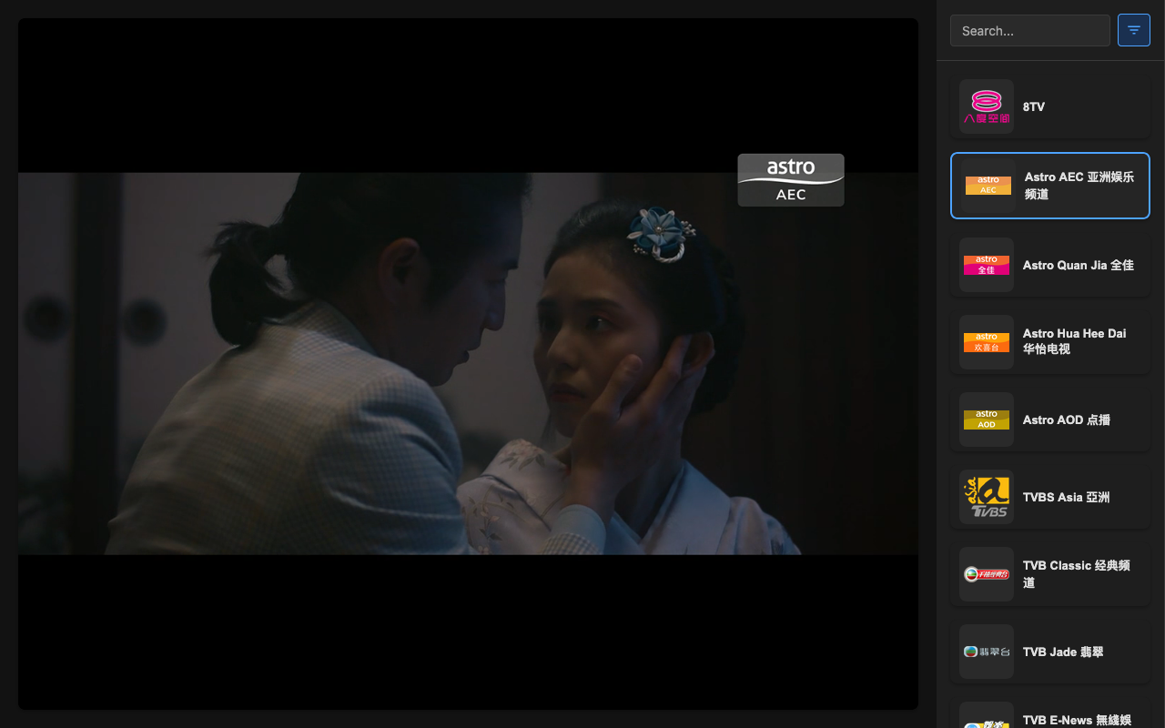 Tivibro streaming app on desktop showing live TV with channel sidebar